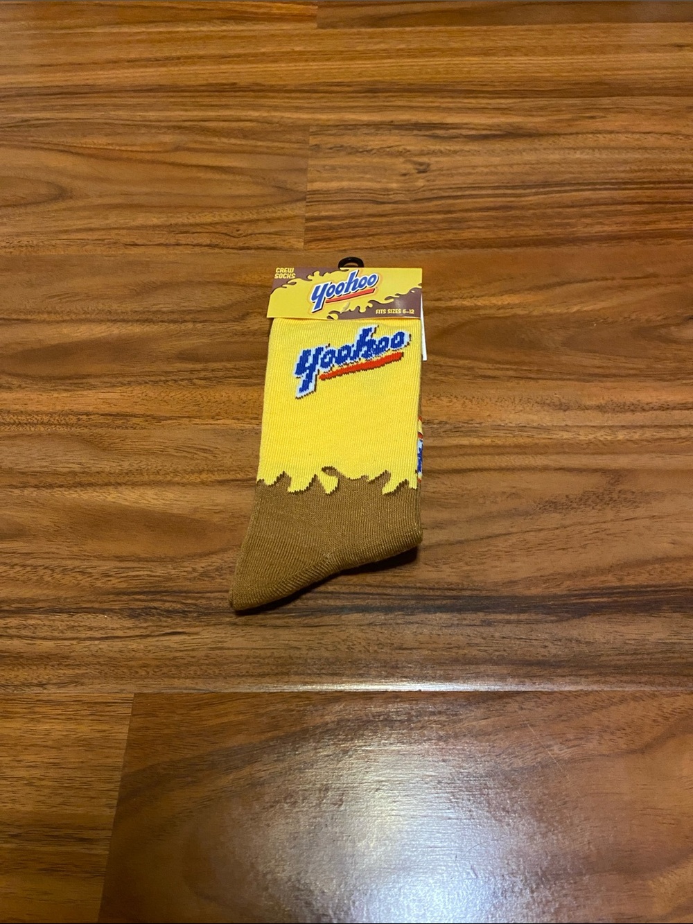 Yoohoo Yellow & Brown Crew Socks with Logo